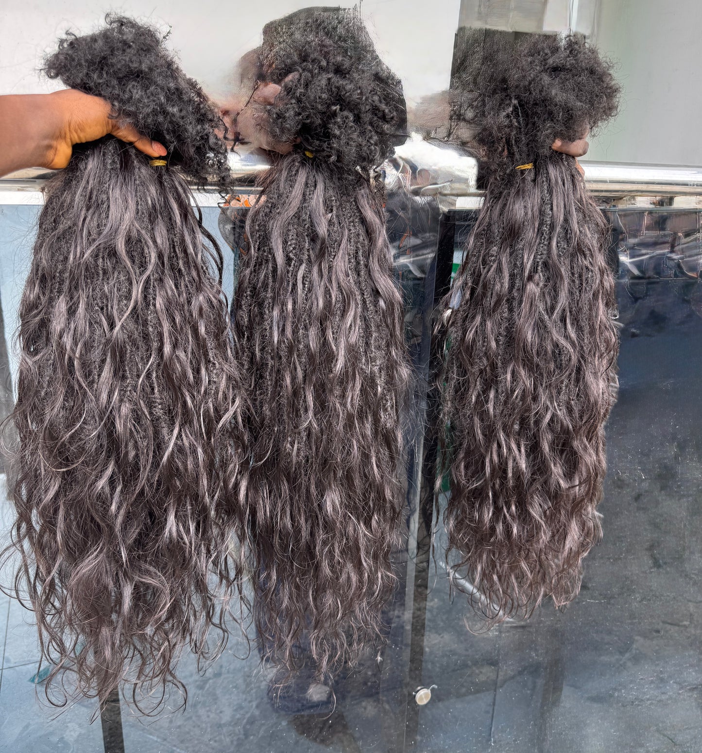 Messy Goddess Locs with BODY WAVE Human hair curls