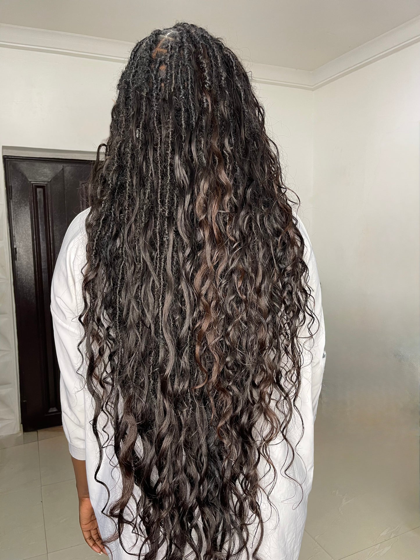 Messy Goddess Locs with BODY WAVE Human hair curls