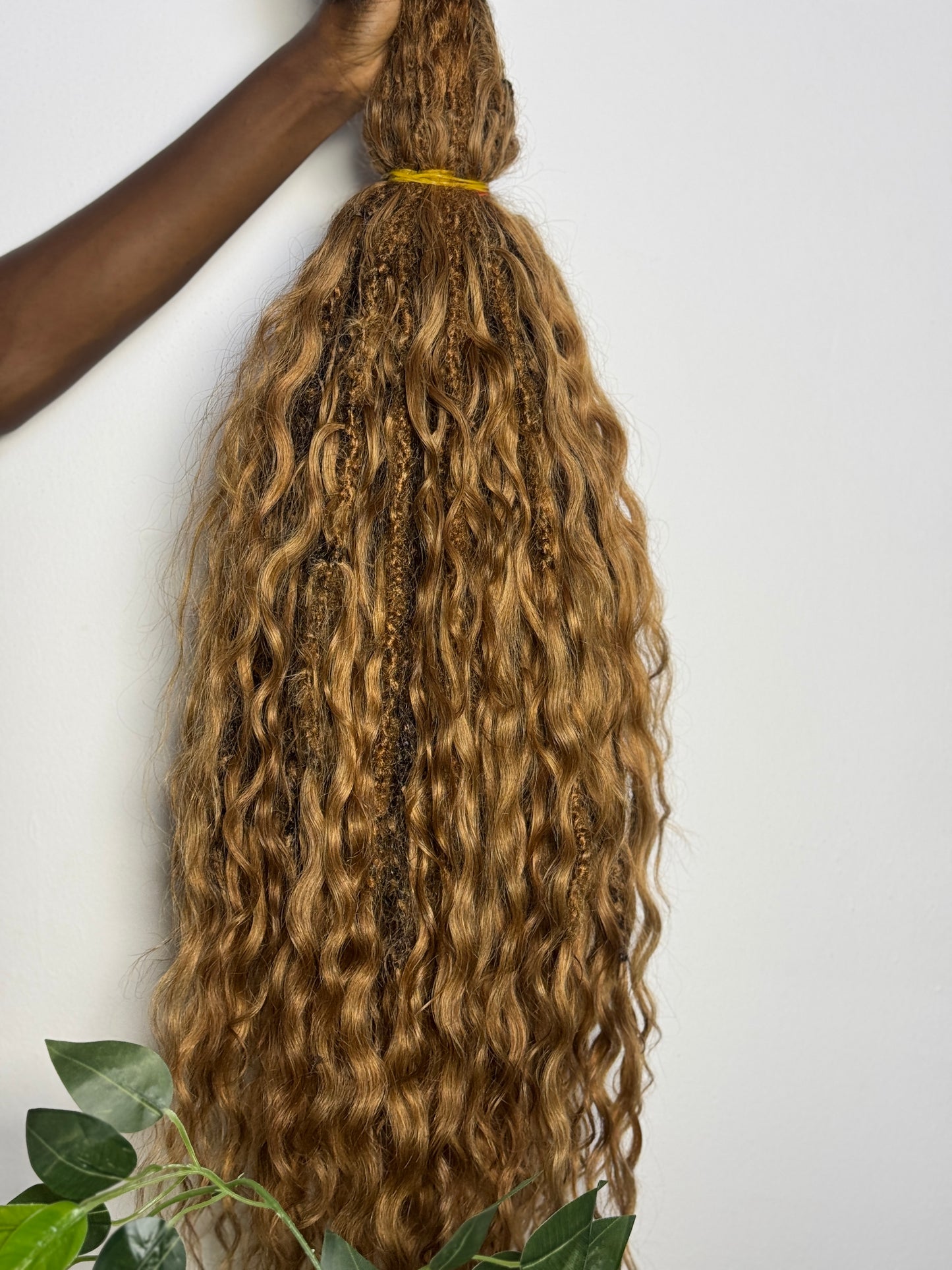 Messy Goddess Locs with Wet/Wavy Human hair curls