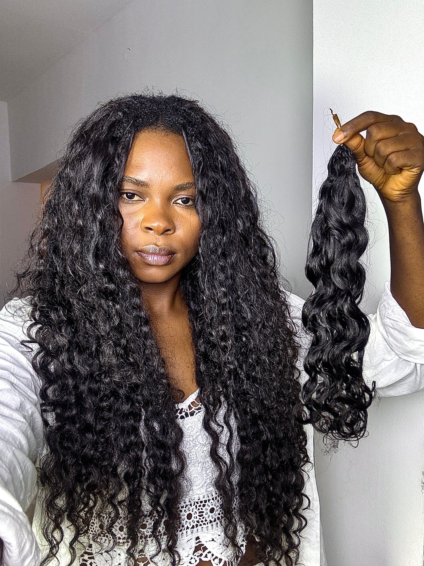 Pre-Sectioned Crochet Virgin Hair Human Hair bundle (Wavy curls )