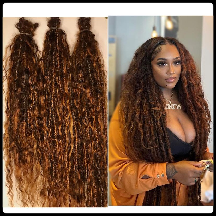 Messy Goddess Locs with Wet/Wavy Human hair curls