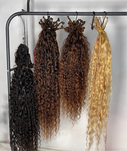 Messy Goddess Locs  with DEEP WAVE Human hair curls