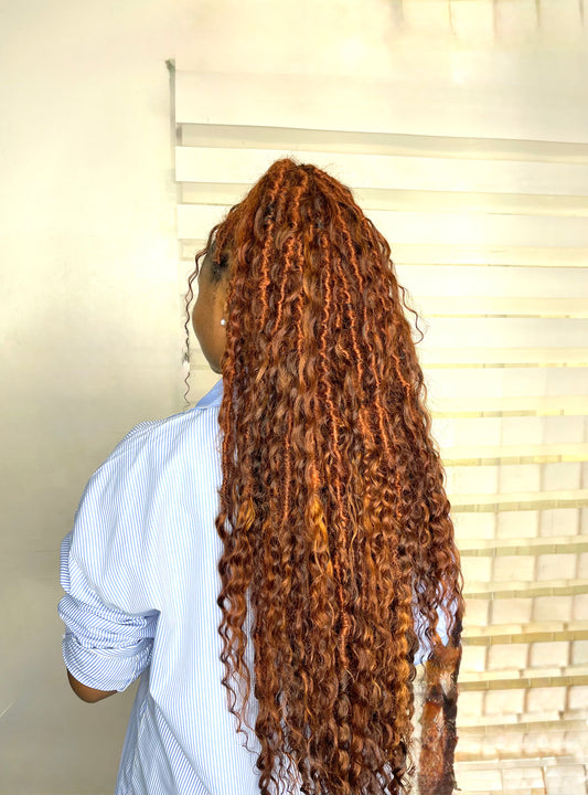 Messy Goddess Locs  with DEEP WAVE Human hair curls