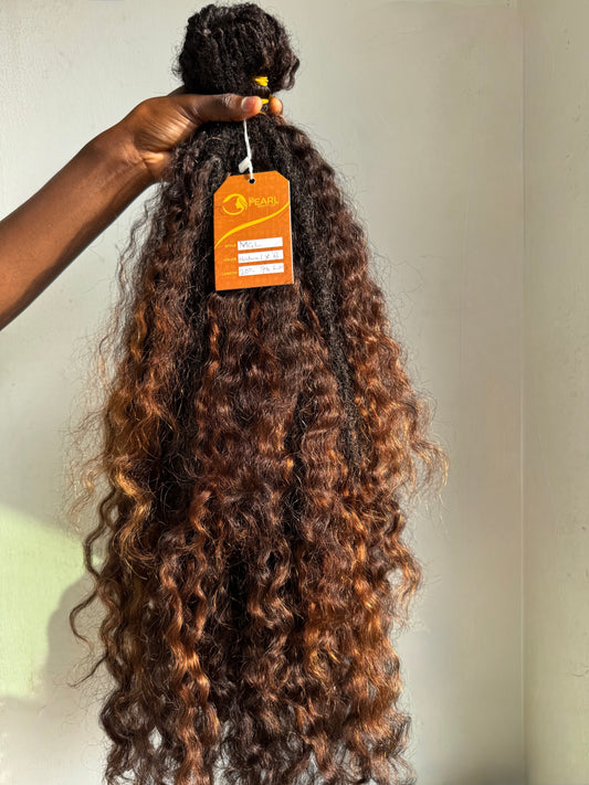 Messy Goddess Locs with BURMESE Human hair curls