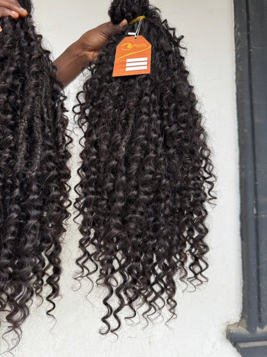 Messy Goddess Locs  with DEEP WAVE Human hair curls