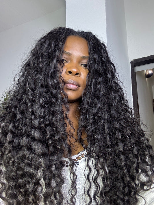 Messy Goddess Locs  with DEEP WAVE Human hair curls